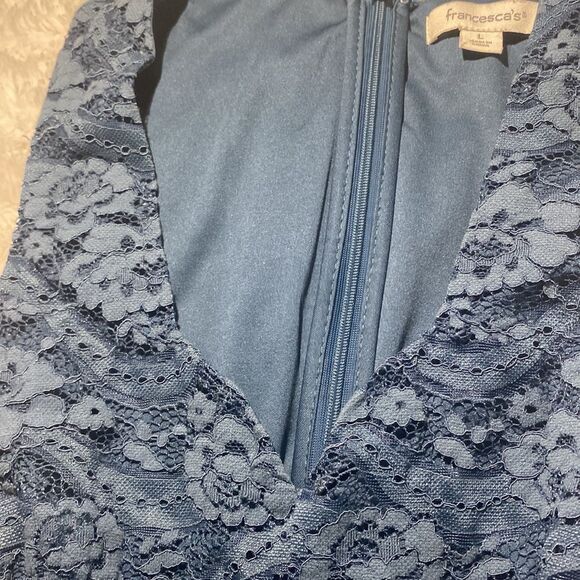 Francesca’s Teal / Turquoise /  Blue Lace Sleeveless Flowy Top - Picture 6 of 14